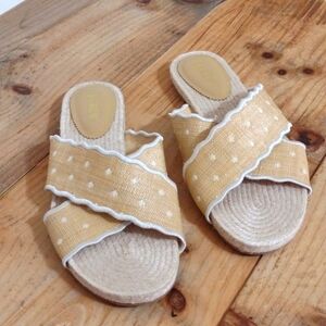 J Crew Scalloped Polka Dot Slide Sandals Size 10 New